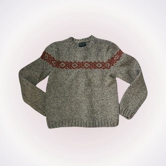 A&F Brown and Red Knit Wool Crewneck Sweater | Sz S - Picture 1 of 5